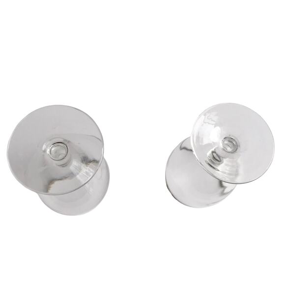 Footed Water Glasses Set of 2 Goblets Silver Rimmed Clear Stemmed Drinking Glass - Picture 6 of 8